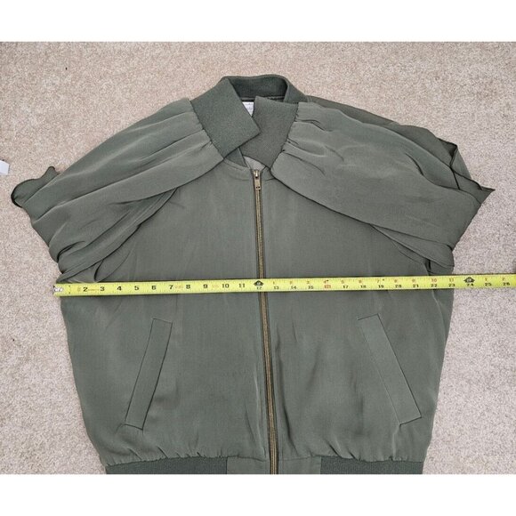 Mud Pie Womens Size Small Nolan Ruffles Bomber Jacket Size Small Green Pockets - Picture 8 of 9